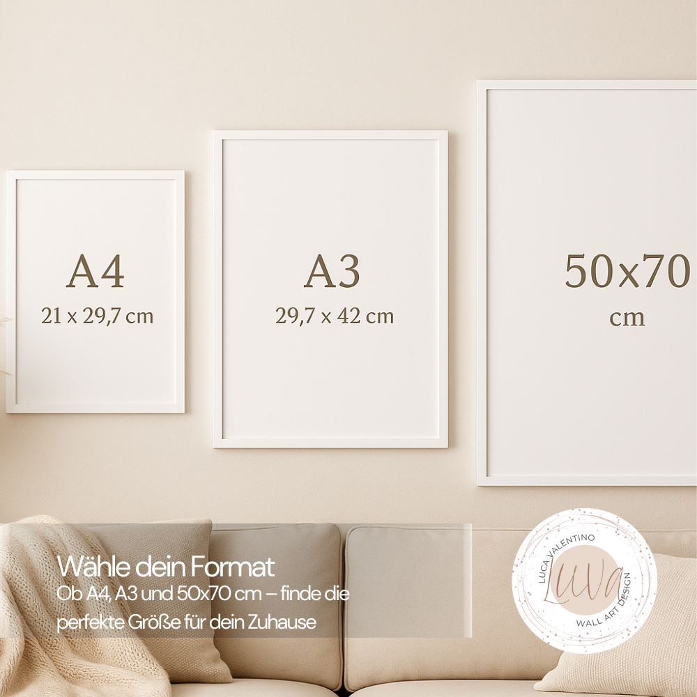 Trio Wandbilder-Set "Goldene Freunde" - mit personalisierten Namen in Aquarell Gold